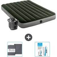 Intex Airbed - Letto matrimoniale - 137 x 191 x 25 cm - Verde - Incluso pompa - lenzuolo e kit di riparazione