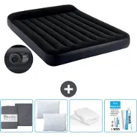 Intex Letto ad aria - 2 persone - 152 x 203 x 25 cm - Blu - Incluso pompa - Lenzuolo di ricambio - Bacio - Kit di riparazione en Protezione cuscino