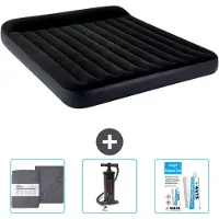 Intex Letto gonfiabile - 2 persone - 183 x 203 x 25 cm - Blu scuro - Include lenzuola - Pompa e kit di riparazione