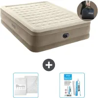 Intex Lettino - 2 persone - 152 x 203 x 46 cm - Beige - Incluso pompa - lenzuolo e kit di riparazione