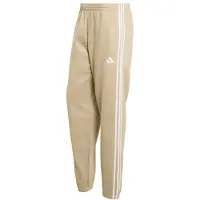 Adidas Essentials 3-Stripes Fleece Tapered Cuffed Pants Pantaloni da allenamento Uomo (L, beige)