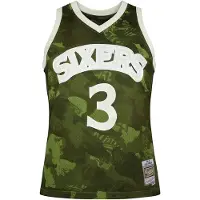 Mitchell & ness Canotta Basket Uomo Nba Ghost Green Camo Swingman Jersey Hardwood Classicsno 3 Allen Iverson 1996-97 Phi76e Camo/green
