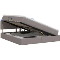vidaXL Letto a castello con contenitore LED con materasso, color taupe, 160 x 200 cm, tessuto