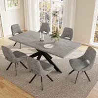 Sonstiges Tavolo allungabile grigio con 6 sedie, realizzato in MDF, dimensioni da 130 a 170 cm