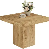 Tribesigns Tavolo da pranzo, tavolo da cucina, quadrato, 100 cm, per 4 persone, color marrone chiaro