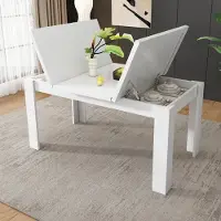 Sonstiges Tavolo da pranzo 120x70 cm, bianco, con spazio contenitivo, rettangolare, multifunzionale e salvaspazio