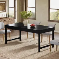 Tribesigns Tavolo da pranzo rettangolare, 140 cm, per 4-6 persone, colore nero, stile industriale