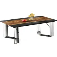 Tribesigns Tavolo da pranzo rettangolare, 200 cm, stile industriale rustico, colore marrone, struttura in metallo, per 8-10 persone