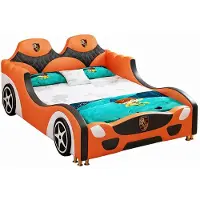 Xl Moebel Gmbh Letto a forma di auto, color arancione, con illuminazione a LED, ideale per bambini