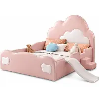 Xl Moebel Gmbh Letto a castello rosa con scivolo e scaletta, multifunzionale, ideale per bambine