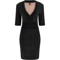 Guess Marciano GUESS Billie Monog V Neck Small Monogram Black Taglia: 44 | Abiti Mini Outlet | Donna | Nero
