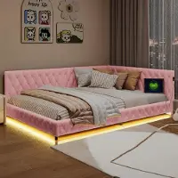 StarTech.com Divano letto imbottito - Divano letto giornaliero - 140 x 200 cm - Tessuto in peluche tipo "teddy" - Spazio contenitore - Illuminazione LED e porta USB - Rosa