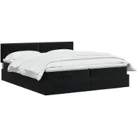 vidaXL Letto con poggiapiedi integrato, completo di materasso e illuminazione LED, colore nero, dimensioni 200 x 200 cm, rivestito in velluto