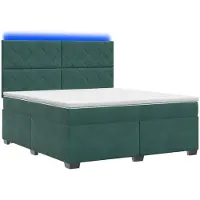 Syfax Letto a molle con materasso verde scuro 160 x 200 cm in velluto