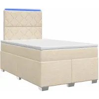 Syfax Letto a molle con materasso crema 120 x 200 cm in tessuto