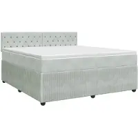 Syfax Letto a molle con materasso grigio chiaro 140 x 200 cm in velluto