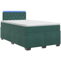 Syfax Letto con boxspring, materasso e illuminazione LED, colore verde scuro, dimensioni 120 x 190 cm, rivestito in velluto