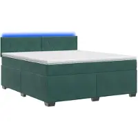 Syfax Letto con boxspring, materasso e illuminazione LED, colore verde scuro, dimensioni 140 x 190 cm, rivestito in velluto