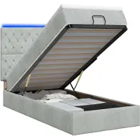vidaXL Panca-letto con materasso e luci LED, grigio chiaro, 80 x 200 cm, in velluto
