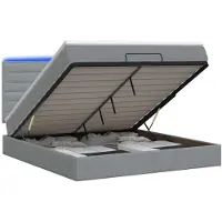 vidaXL Panca-letto con materasso e luci LED, grigio chiaro, 140 x 190 cm, tessuto