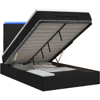 vidaXL Panca-letto con materasso e luci LED, nera, 120 x 200 cm, rivestita in tessuto