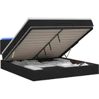 vidaXL Letto contenitore con materasso e luci LED, nero, 140 x 190 cm, rivestito in tessuto