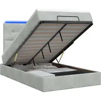 vidaXL Letto contenitore con materasso e luci LED, grigio chiaro, 120 x 200 cm, rivestito in velluto