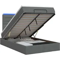 vidaXL Panca-letto con materasso e luci LED, grigio scuro, 120 x 200 cm, rivestita in tessuto