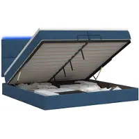 vidaXL Letto contenitore con materasso e luci LED blu, 200 x 200 cm, rivestito in tessuto