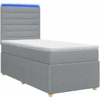 vidaXL LED letto a molle con materasso grigio chiaro 100 x 200 cm tessuto