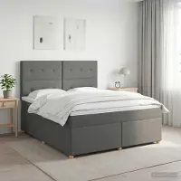 Prolenta Maison Exclusive - Letto boxspring con materasso grigio scuro 160 x 200 cm tessuto