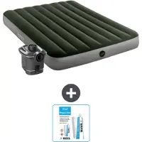 Intex Airbed - Letto matrimoniale - 137 x 191 x 25 cm - Verde - Pompa inclusa - Kit di riparazione