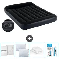 Intex Letto ad aria - Letto matrimoniale - 137 x 191 x 25 cm - Blu - Incluso pompa - Lenzuolo di ricambio - Kissing - Kit di riparazione e protezione per cuscini