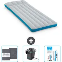 Intex Materassino da campeggio - letto alla francese - 72 x 189 x 20 cm - blu - incluso lenzuolo di ricambio - pompa e kit di riparazione