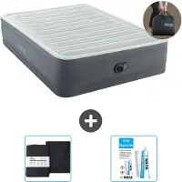 OEM Letto matrimoniale - 2 persone - 152 x 203 x 46 cm - Grigio - Con pompa - Biancheria da letto e kit di riparazione