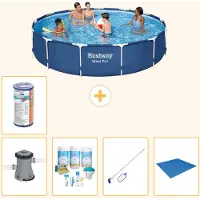 Bestway Steel Pro, piscina in acciaio, forma rotonda - 396x84 cm - composta da 6 parti, modello S22112