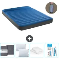Intex Letto ad aria - 2 persone - 152 x 203 x 22 cm - Blu - Incluso pompa - Lenzuolo di ricambio - Bacio - Kit di riparazione en Protezione cuscino