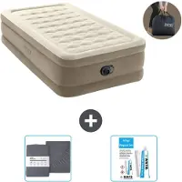 Intex Airbed - 1 persona - 99 x 191 x 46 cm - Beige - Incluso pompa - lenzuolo e kit di riparazione