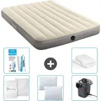 Intex Letto ad aria - Letto matrimoniale - 137 x 191 x 25 cm - Beige - Consegna inclusa Lenzuolo di ricambio - Bacio - Pompa - Set di riparazione e protezione del cuscino