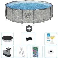 Bestway Piscina gonfiabile Steel Pro MAX, rotonda, 488x122 cm, composta da 6 parti, modello S598