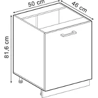 Vicco Mobiletto base cucina R-Line Nero lucido/Antracite 50 cm senza piano di lavoro, Model 70267