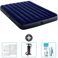 Intex Airbed - Letto matrimoniale - 137 x 191 x 25 cm - Blu - Include lenzuola - Pompa e kit di riparazione