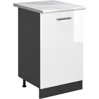 Vicco Mobiletto base cucina R-Line Bianco lucido/Antracite 50 cm piano di lavoro Marmo, Model 70298