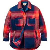 Passenger - Camicia in pile riciclato - East Polar Fleece Shirt W Rich Navy Red Ochre Check per Donne in Poliestere Riciclato - Taglia M - Arancione