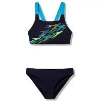 Speedo Women's Medley Logo V-Back Bikini Set Bikini Donna (36, blu)