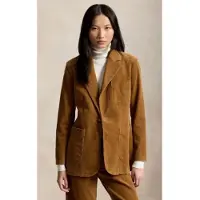 Ralph Lauren per donna. 211B17221002 Giacca in velluto a coste beige con abbottonatura singola (36), Casual, Cotone