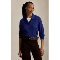 Ralph Lauren per donna. 211B17729002 Maglione di lana con collo a polo blu (L), Casual, Manica lunga