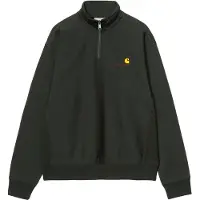 Carhartt WIP - Felpa ampia - Half Zip American Script Sweat Raven per Uomo in Cotone - Taglia XL - Nero