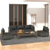 Prolenta Maison Exclusive - Set da giardino da 5 pezzi con cuscini in polyrattan grigio