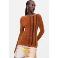 Desigual , maglione a costine con pelliccia, Donna, Marrone, S